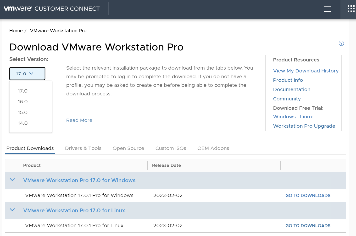 Download VMware Workstation Pro